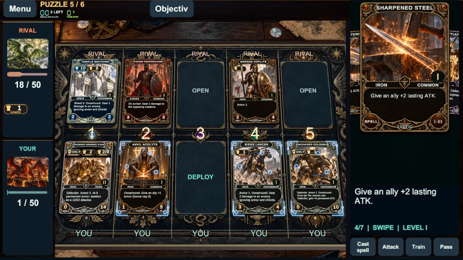 Rune Covenant development gameplay showing a tactical card battle