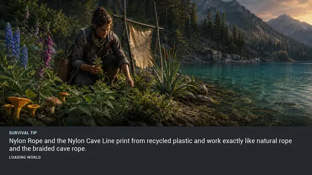 Minus Zero loading-screen illustration for: Nylon Rope and the Nylon Cave Line print from recycled plastic and work exactly like natural rope and the braided cave rope.