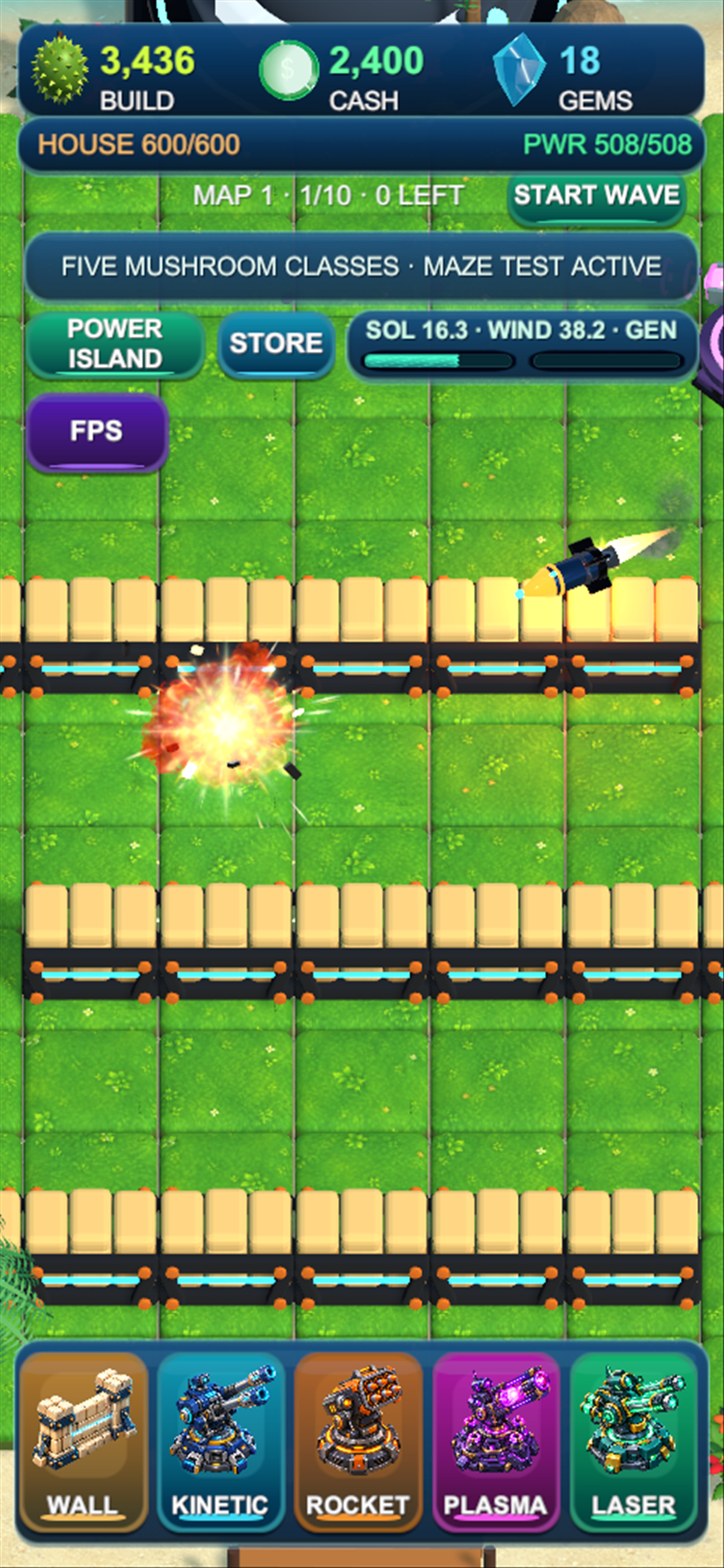 Rocket effects in Dockside Defense