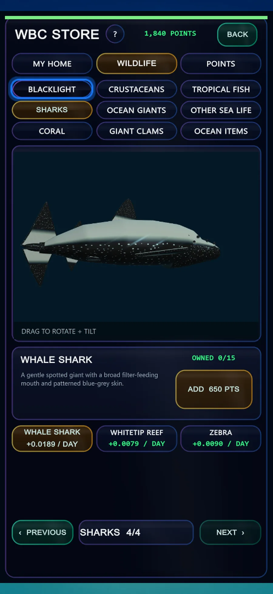 WBC whale shark interactive 3D viewer